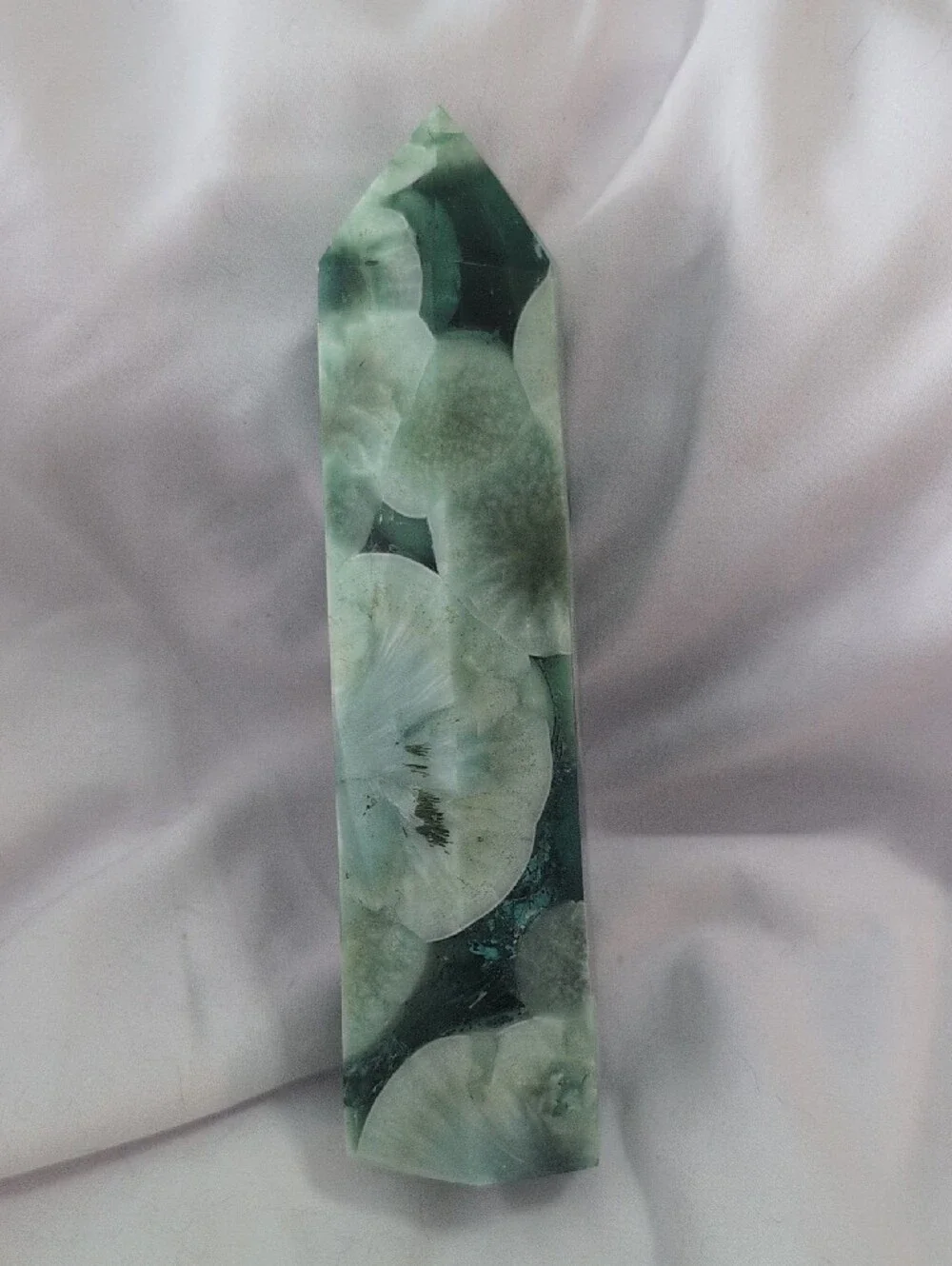 Green Floral Resin Crystal Tower Home Accent